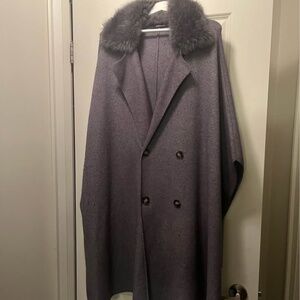 Limited Edition Zara Fur Trim Cape Coat - M